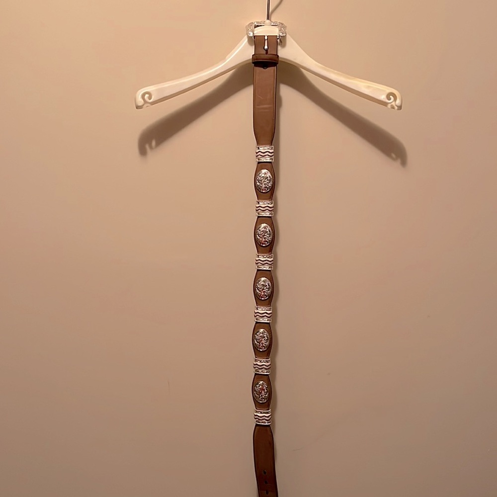Nocona real leather belt with metal and twin